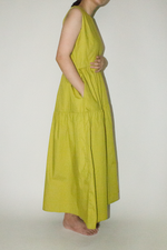 Load image into Gallery viewer, Maxi Tiered Pocket Dress in Lime Green
