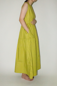 Maxi Tiered Pocket Dress in Lime Green