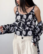 Load image into Gallery viewer, Garden Floral Kimono Cardigan in Black
