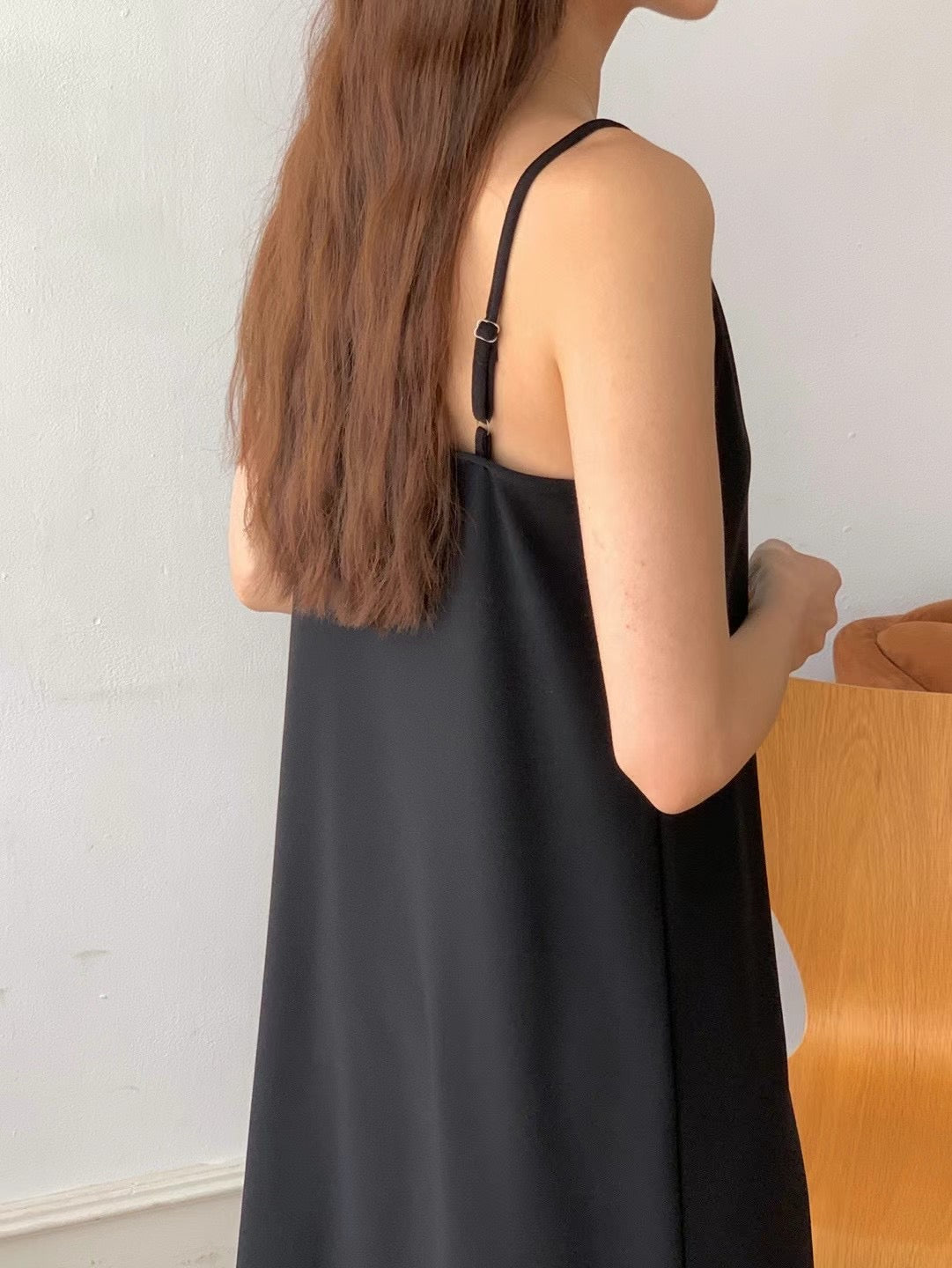 Korean Classic Cami Slip Dress in Black