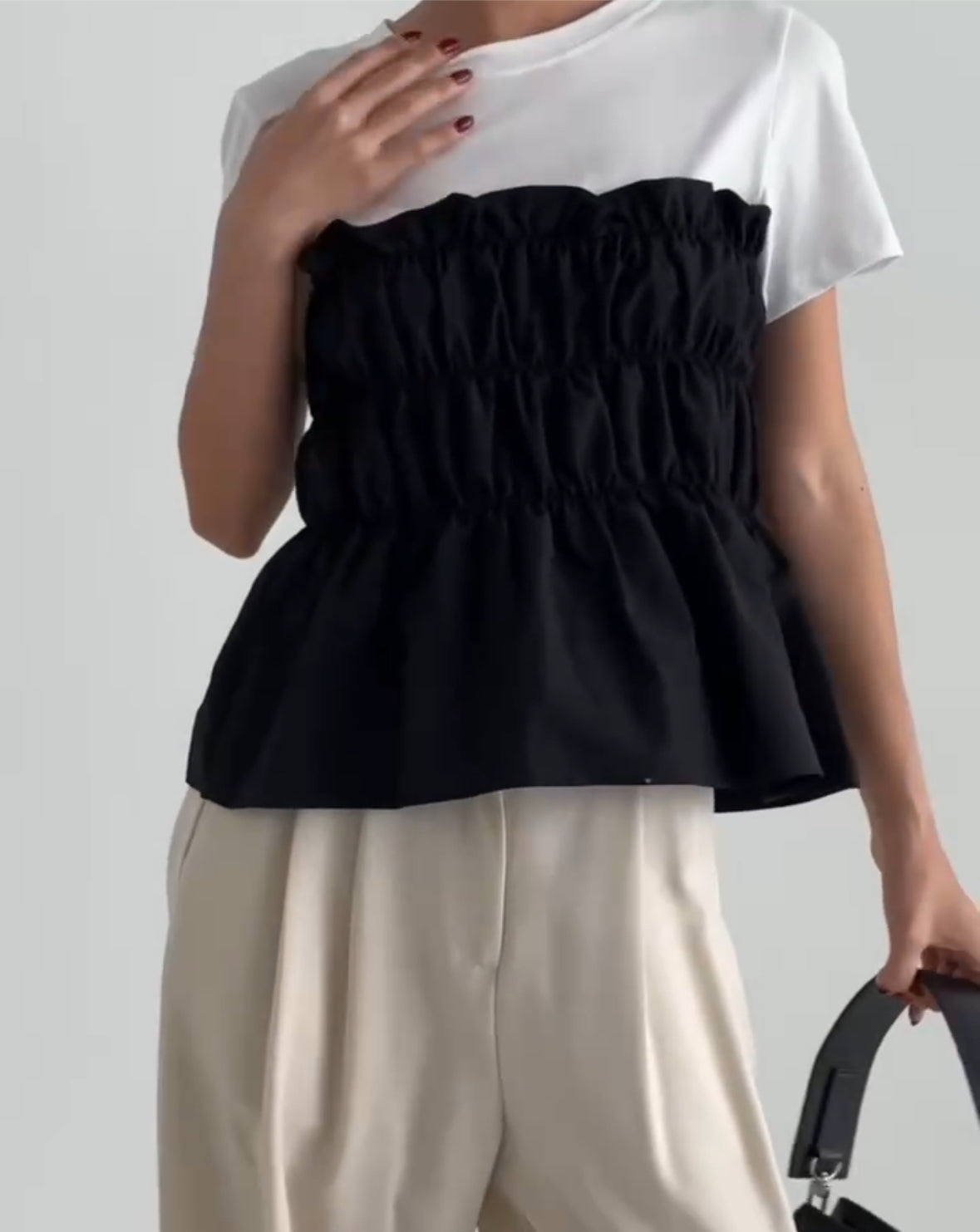 Korean Bustier Tee in Black/White