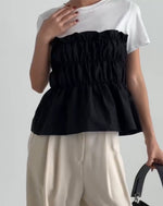 Load image into Gallery viewer, Korean Bustier Tee in Black/White
