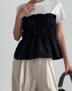 Korean Bustier Tee in Black/White