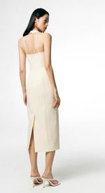 Load image into Gallery viewer, Halter Midi Shift Dress in Cream

