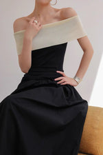 Load image into Gallery viewer, Contrast Off Shoulder Top in Black/Cream
