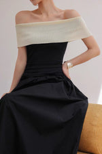Load image into Gallery viewer, Contrast Off Shoulder Top in Black/Cream
