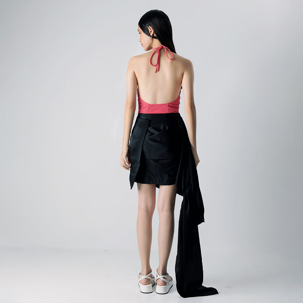 Jones Silk Blend Drappery Skirt in Black