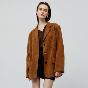 Lennox Suede Blazer Jacket in Brown