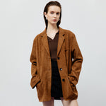 Load image into Gallery viewer, Lennox Suede Blazer Jacket in Brown
