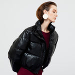 Load image into Gallery viewer, Lyra Quilted Faux Leather Jacket in Black
