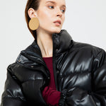 Load image into Gallery viewer, Lyra Quilted Faux Leather Jacket in Black
