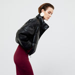 Load image into Gallery viewer, Lyra Quilted Faux Leather Jacket in Black
