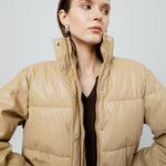 Load image into Gallery viewer, Lyra Quilted Faux Leather Jacket in Creme
