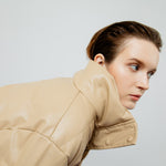 Load image into Gallery viewer, Lyra Quilted Faux Leather Jacket in Creme
