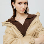 Load image into Gallery viewer, Lyra Quilted Faux Leather Jacket in Creme
