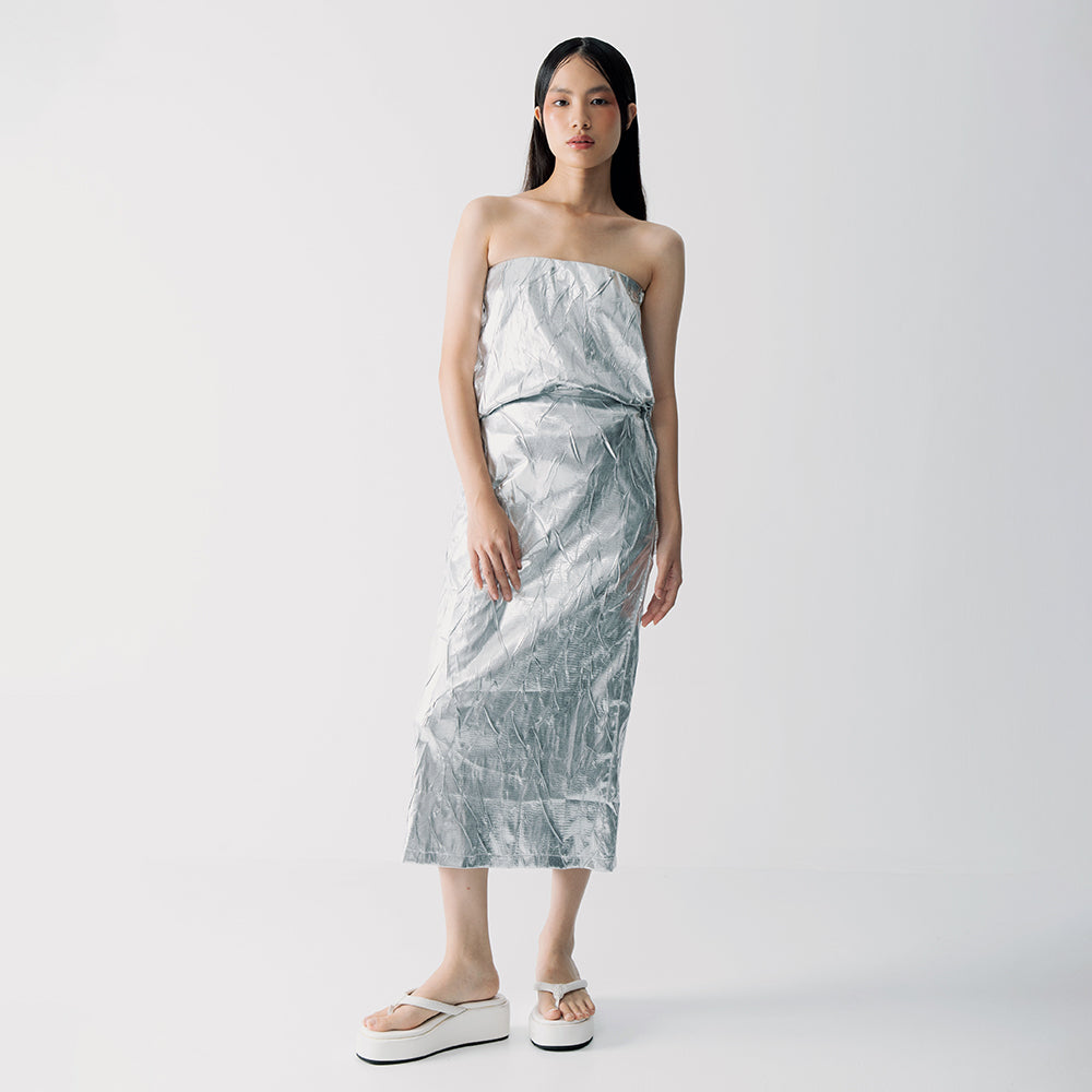 2-Way Mesh Dress Skirt in Silver