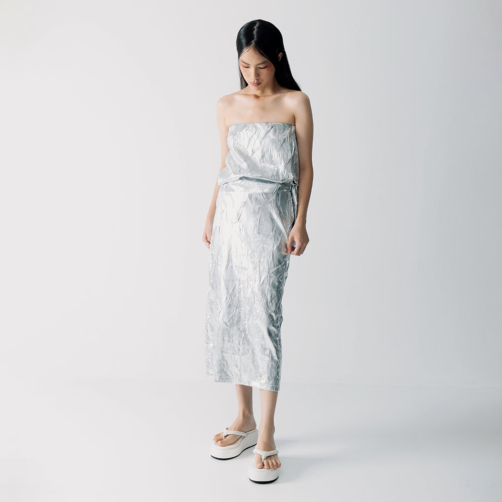 2-Way Mesh Dress Skirt in Silver