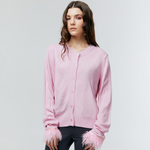 Load image into Gallery viewer, Nemi Feather Trim Knit Cardigan in Pink
