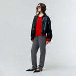Load image into Gallery viewer, Nemi Feather Trim Knit Cardigan in Red
