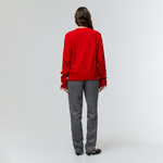 Load image into Gallery viewer, Nemi Feather Trim Knit Cardigan in Red
