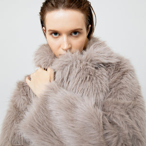 Nicoline Faux Fur Coat in Grey