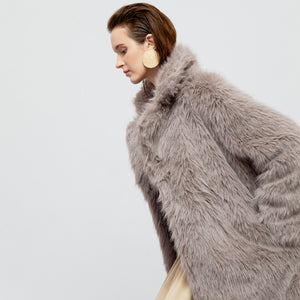 Nicoline Faux Fur Coat in Grey