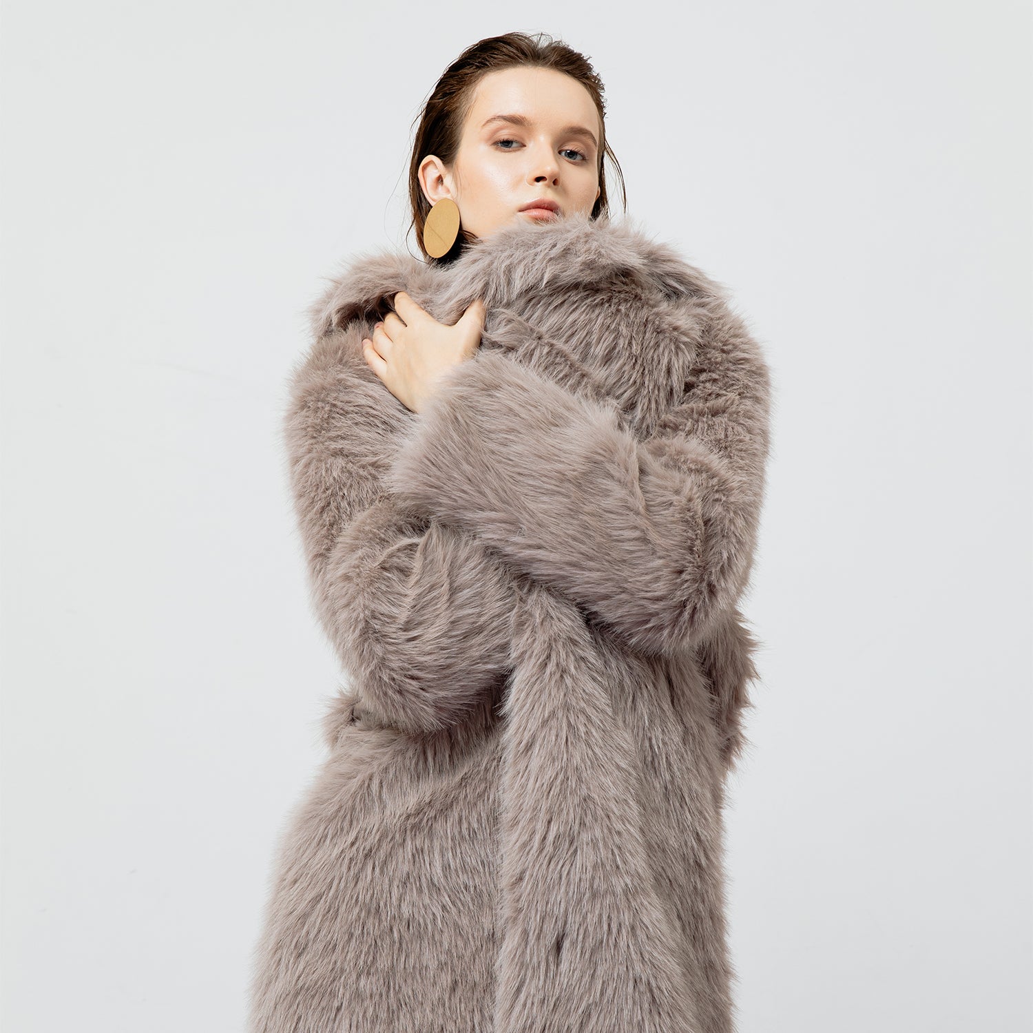 Nicoline Faux Fur Coat in Grey