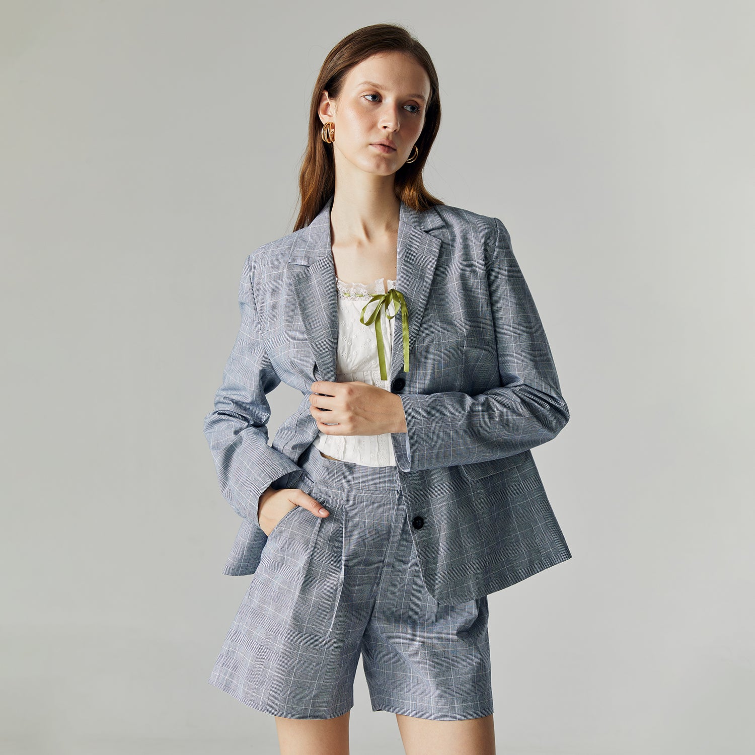 Noah Plaid Set in Grey