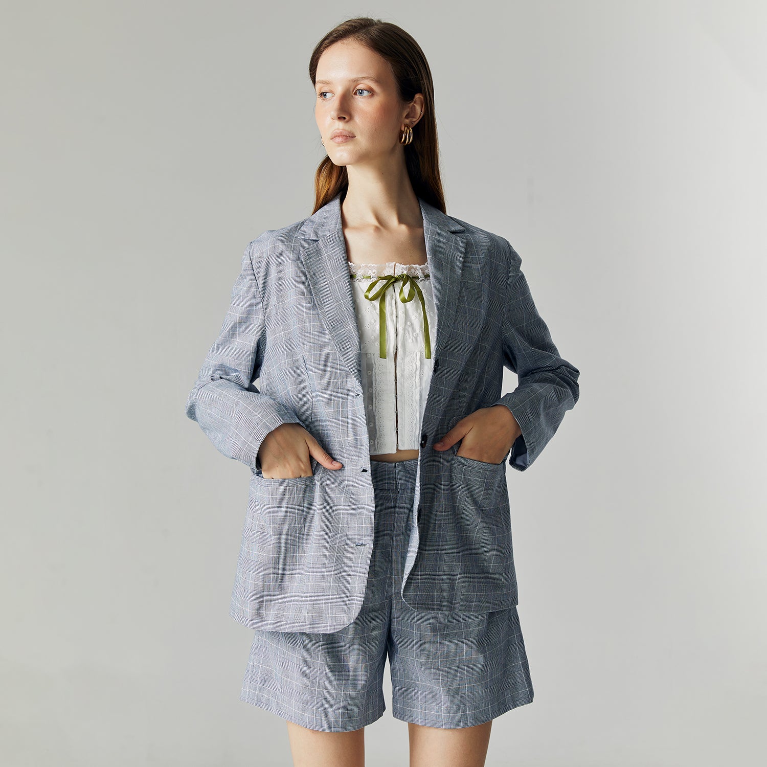 Noah Plaid Set in Grey