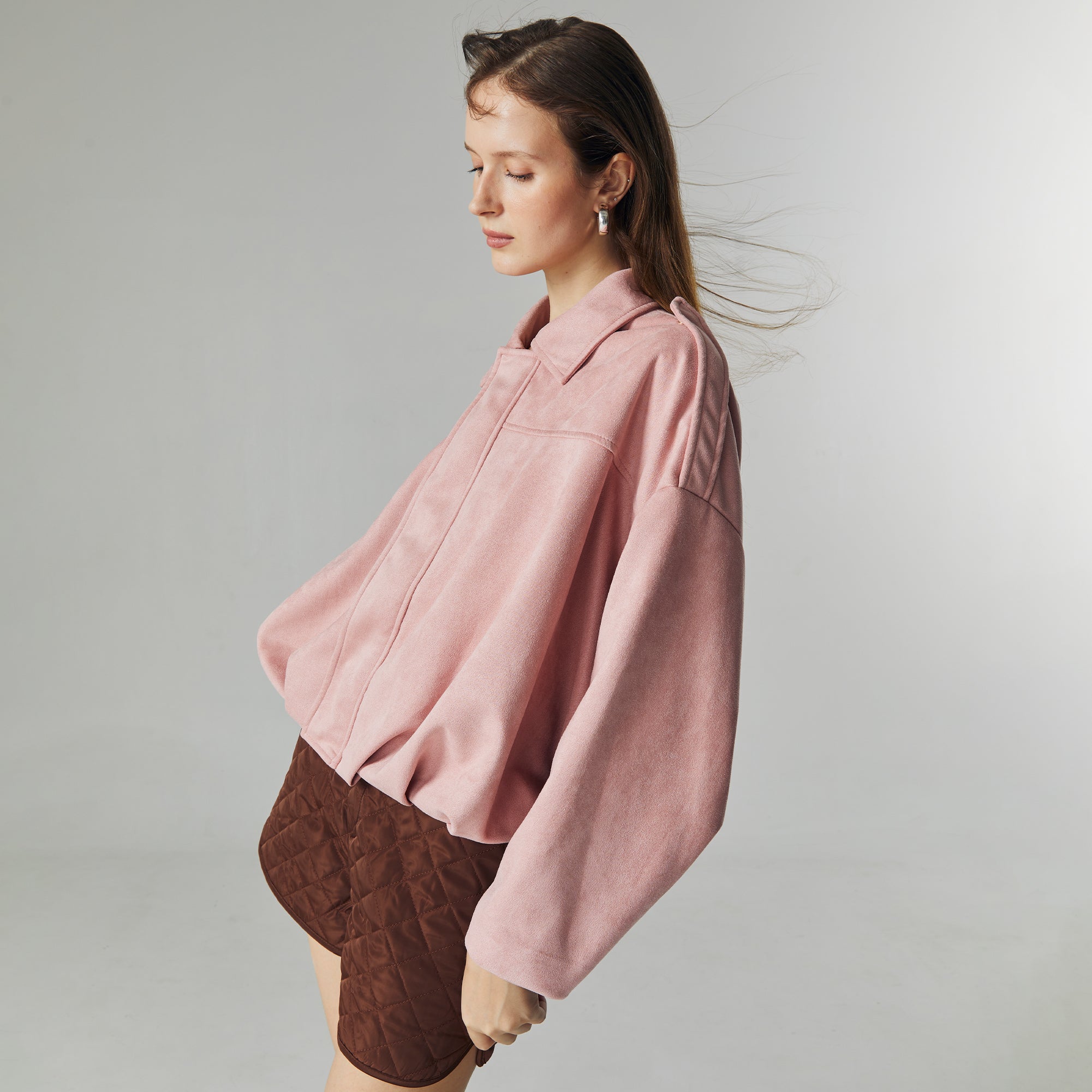 Qiana Suede Jacket in Blush