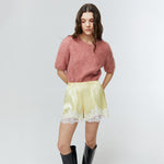 Load image into Gallery viewer, Rosalie Lace Satin Shorts in Yellow
