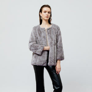 Seraphine Faux Fur Jacket in Grey