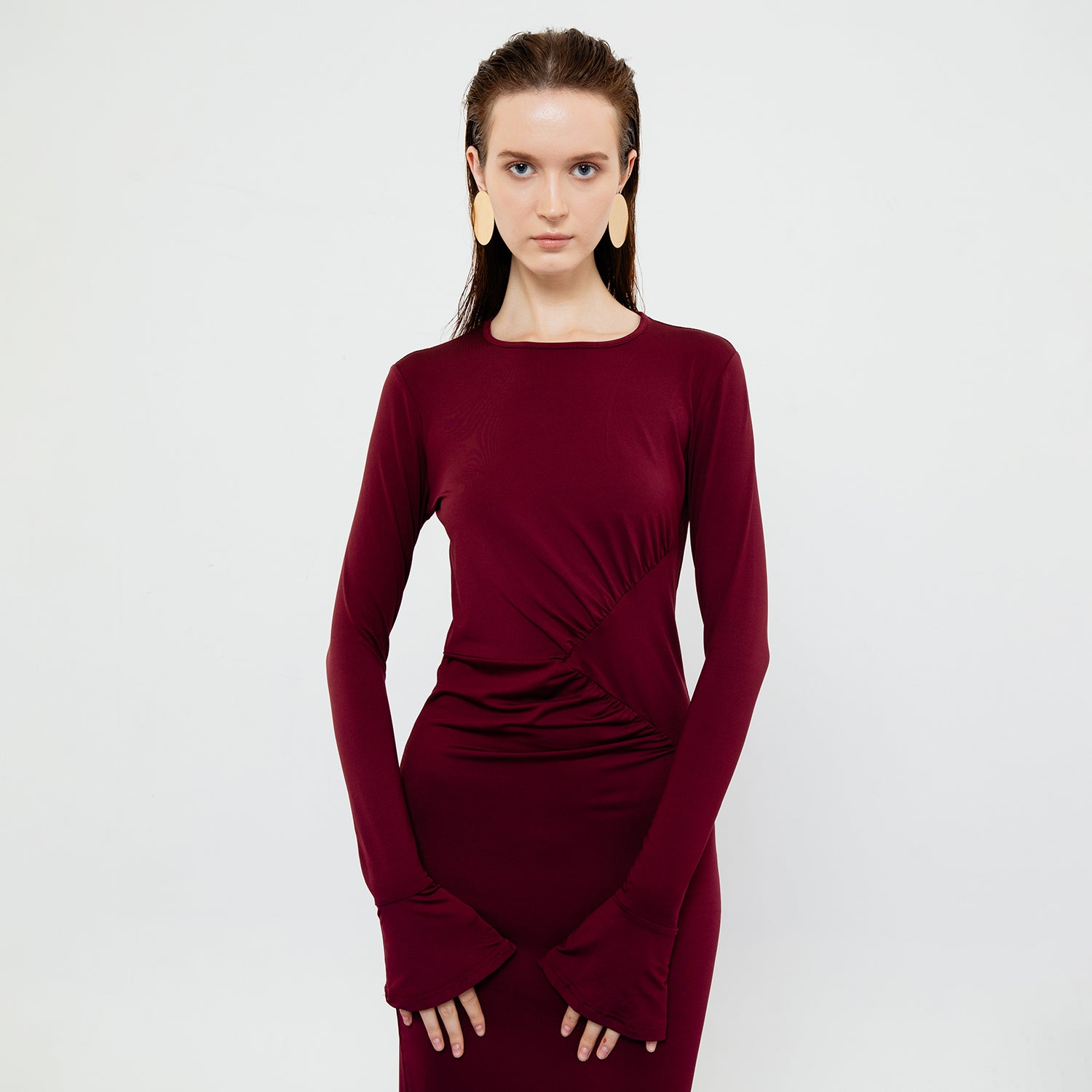 Serena Bodycon Maxi Dress in Maroon