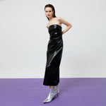 Load image into Gallery viewer, Sienna Faux Leather Bustier Dress in Black
