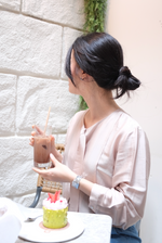 Load image into Gallery viewer, [Ready to Ship] Korean Satin Ribbon Tie Blouse in Champagne
