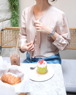 Load image into Gallery viewer, [Ready to Ship] Korean Satin Ribbon Tie Blouse in Champagne
