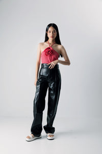 Vay Faux Leather Pants in Black