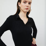 Load image into Gallery viewer, Vesper Ribbed Knit Top in Black
