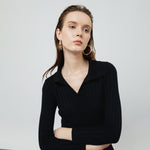 Load image into Gallery viewer, Vesper Ribbed Knit Top in Black
