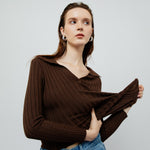 Load image into Gallery viewer, Vesper Ribbed Knit Top in Brown
