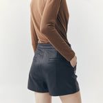 Load image into Gallery viewer, Wren Faux Leather Shorts in Black
