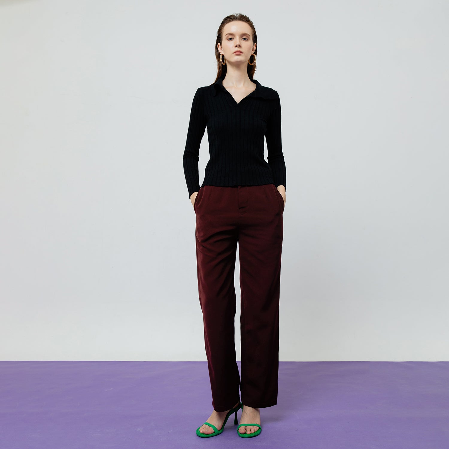 Zoe Tailored Pants in Maroon