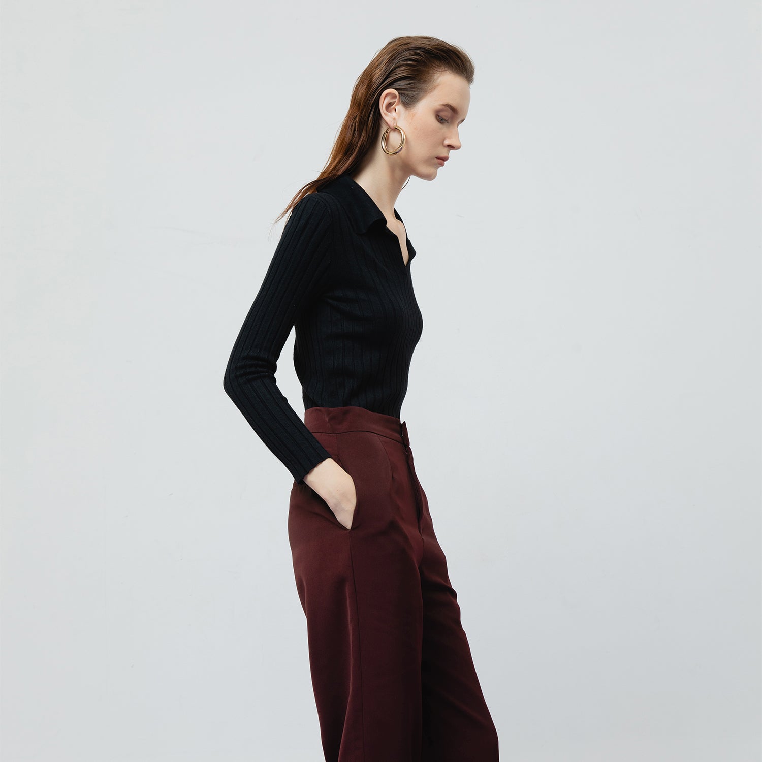 Zoe Tailored Pants in Maroon