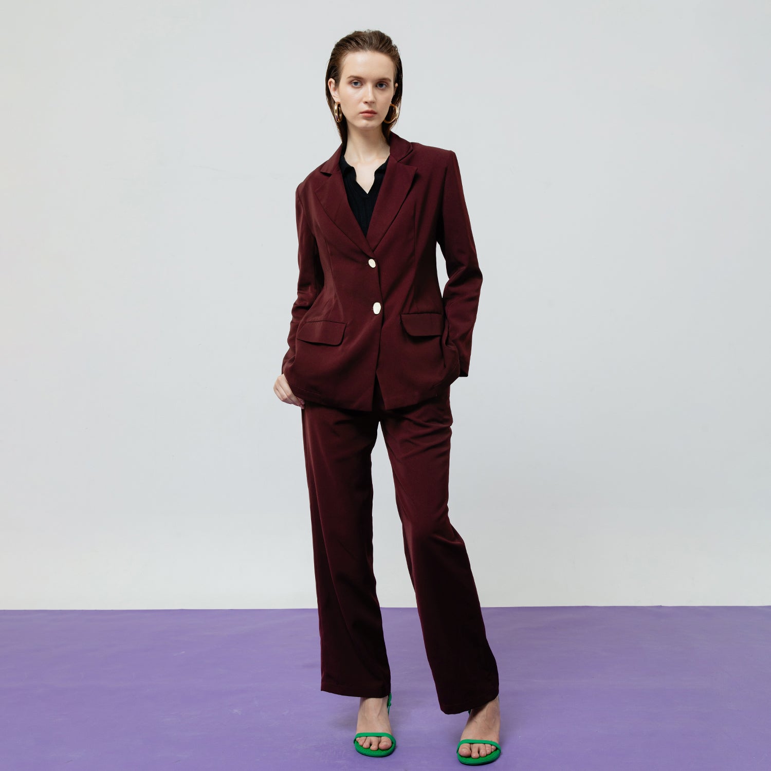 Zoe Tailored Pants in Maroon