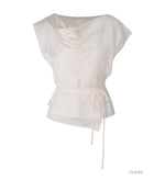 Load image into Gallery viewer, Korean Tencel Blend Wrap Tie Blouse [2 Colours]
