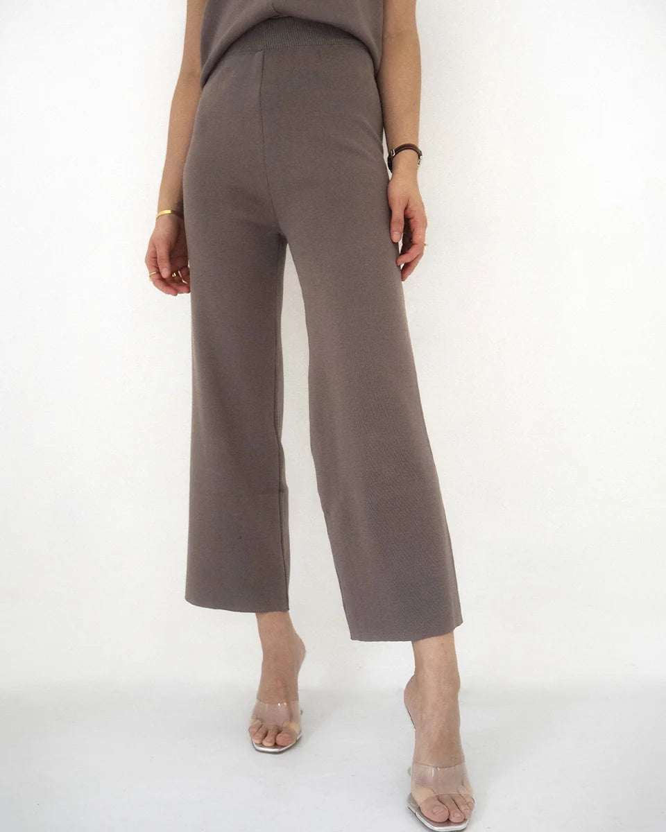 Oslo Knit Cedar Pants in Grey Brown