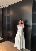 Load and play video in Gallery viewer, Padded Detachable Strap Bustier Dress in Cream
