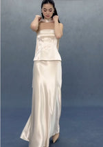 Load and play video in Gallery viewer, Satin Halter Bustier Top// Maxi Skirt [2 Colours]
