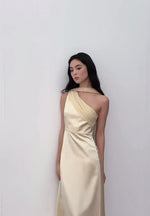 Load and play video in Gallery viewer, Satin Toga Sash Gown in Yellow
