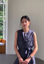 Load and play video in Gallery viewer, Utility Vest Top // Trousers in Blue Set
